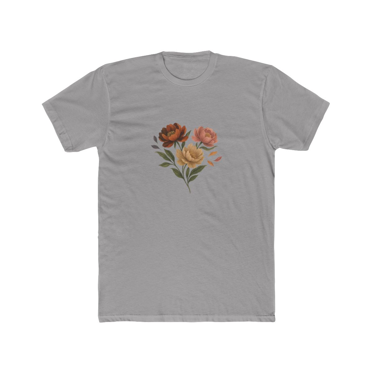 Elegant Hand-Painted Peony Florals Boho T-Shirt