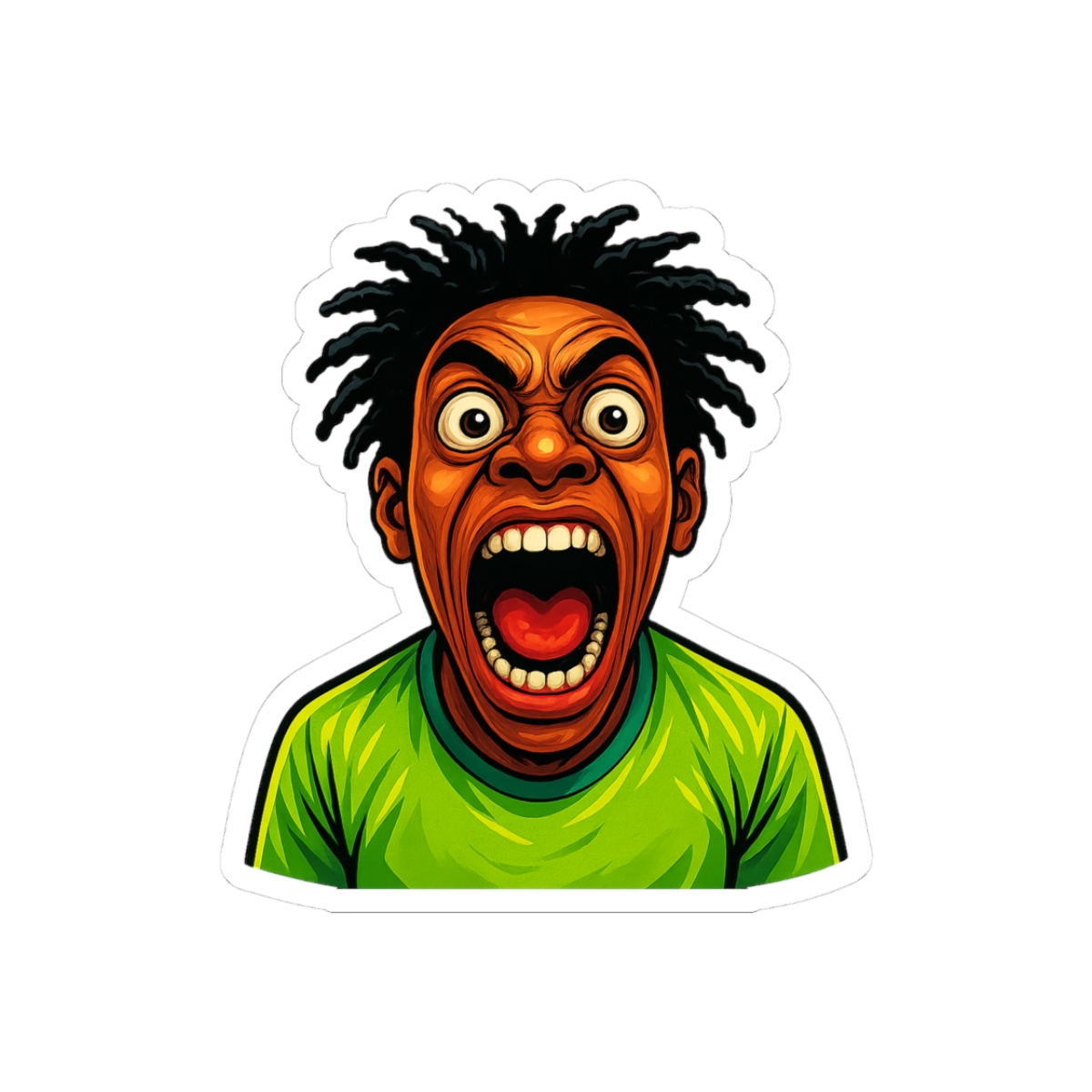 Screaming Man Caricature Funny Sticker
